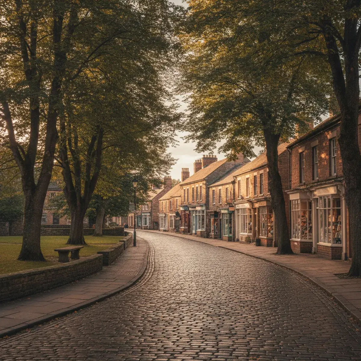 Ponteland High Street on a sunny day